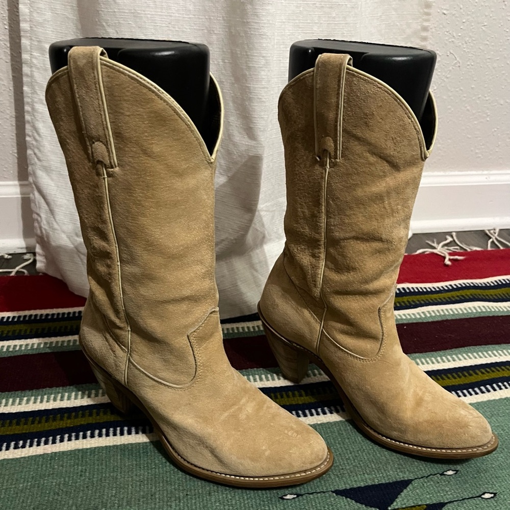 1970s 1980s Capezio Vintage Cowboy Cowgirl Suede Boots Like New